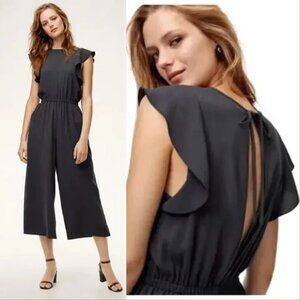 Aritzia Wilfred Fleurette Ruffle Wide-Leg Jumpsuit Grey S